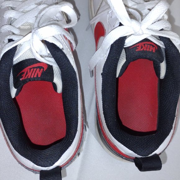 Nike white with red swoop, and black trim “All Day Play” tennis shoes; size 7Y - Picture 4 of 5